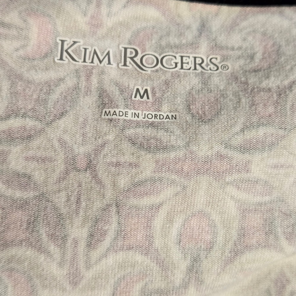 Kim Rogers Medium Red Geometric Medallion Print Long Sleeve Scoop Neck Top - Picture 6 of 7